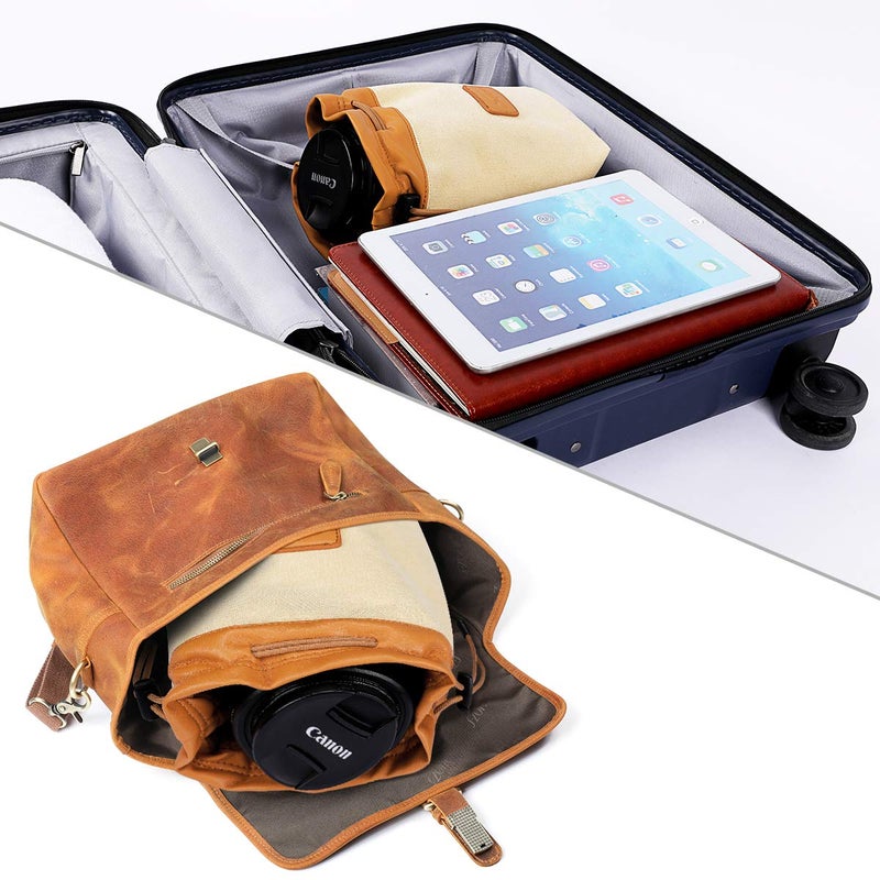 S-ZONE Soft Camera Bag DSLR Insert Handbag Drawstring Lens Case Compatible with Canon Nikon Sony - Image 5